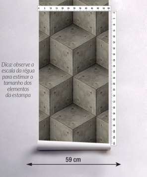 Papel de parede 3D cubos de cimento para cenário