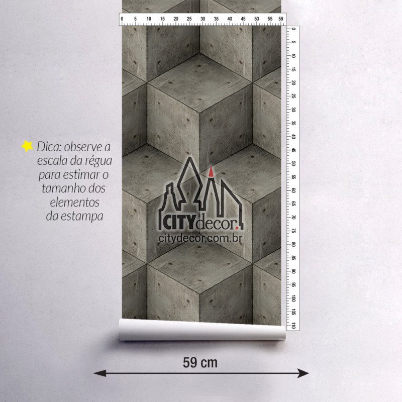 Adesivo papel de parede 3D cubos de concreto Papel de parede 3D cubos de cimento para cenário