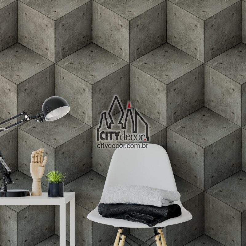 Adesivo papel de parede 3D cubos de concreto Papel de parede 3D concreto cenário youtube