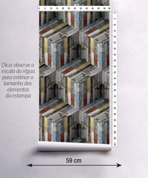 Papel de parede 3D madeira