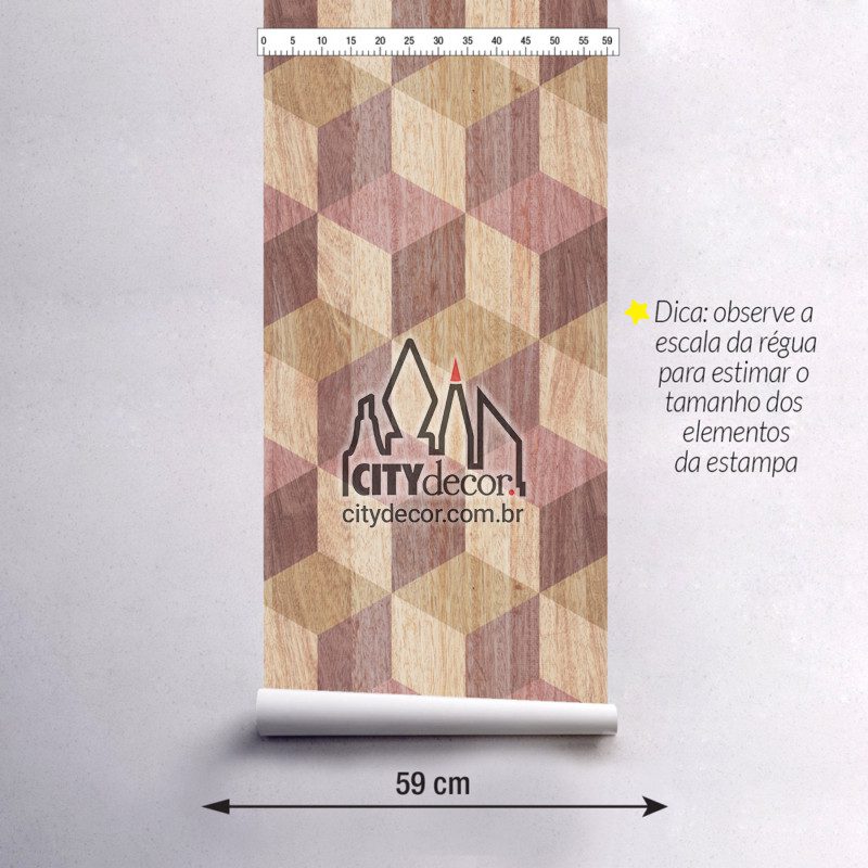 Adesivo papel de parede 3D cubos sobre madeira Papel de parede 3D cubos de madeira
