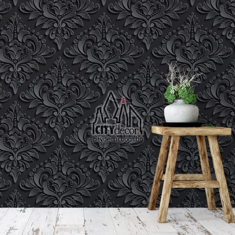 papel-de-parede-3d-damasco-preto-3 Papel de parede 3D damasco preto