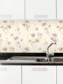 Papel de parede lavável floral para cozinha