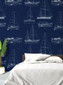 Papel de parede barcos quarto masculino