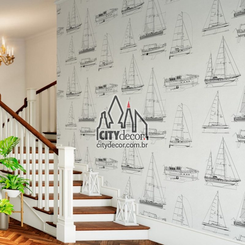 Papel de parede náutico Papel de parede náutico na sala