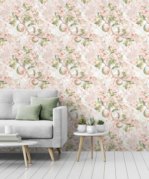 papel de parede floral rosa