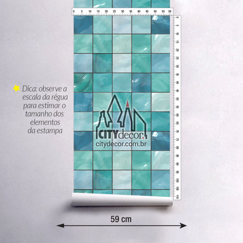 Adesivo papel de parede azulejo belize azul