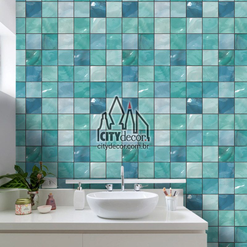 Adesivo papel de parede azulejo belize azul Papel de parede azulejo belize azul