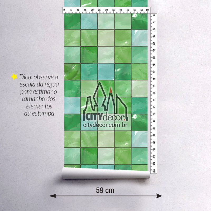 Adesivo papel de parede azulejo belize verde