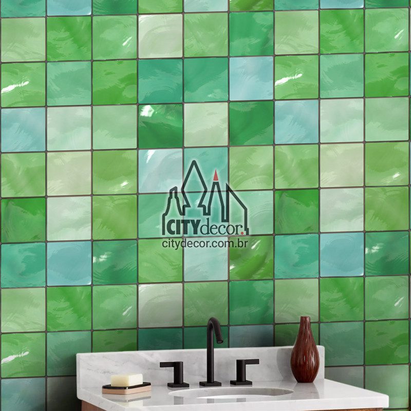 Adesivo papel de parede azulejo belize verde Papel de parede azulejo belize verde