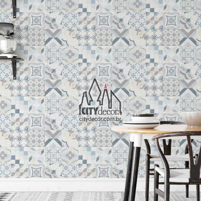 Papel de parede azulejo azul para cozinha Papel de parede azulejo azul para cozinha