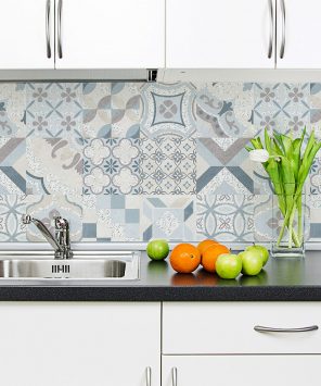 Papel de parede azulejo azul