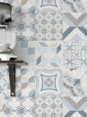 Papel de parede azulejo porcelana azul califórnia
