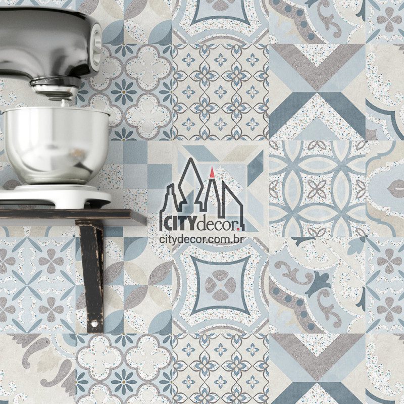 Papel de parede azulejo porcelana azul califórnia Papel de parede azulejo porcelana azul califórnia