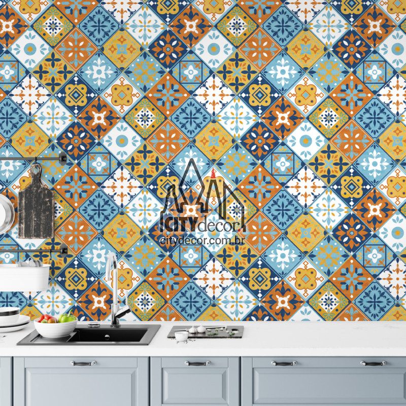 Papel de parede azulejo diagonal Papel de parede azulejo diagonal