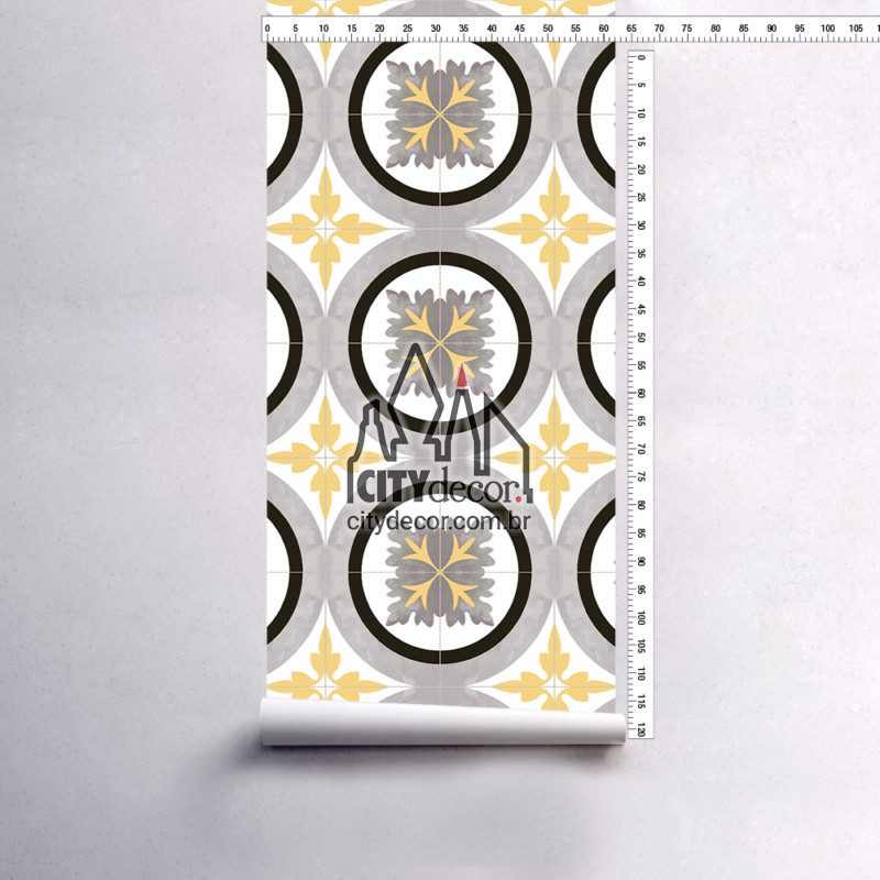 Papel de parede azulejo amarelo e cinza sevilha Papel de parede azulejo amarelo e cinza sevilha