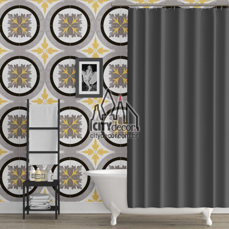 Papel de parede azulejo amarelo e cinza para banheiro Papel de parede azulejo amarelo e cinza para banheiro