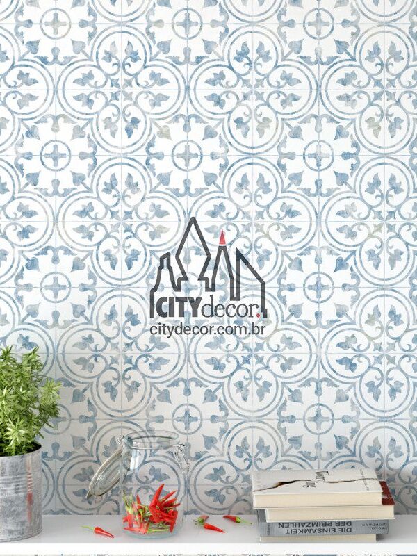 Papel de parede azulejo tipo português