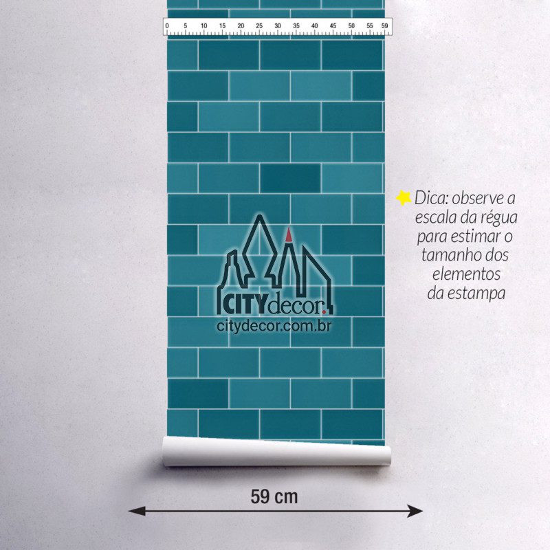 Adesivo papel de parede azulejo de metrô azul