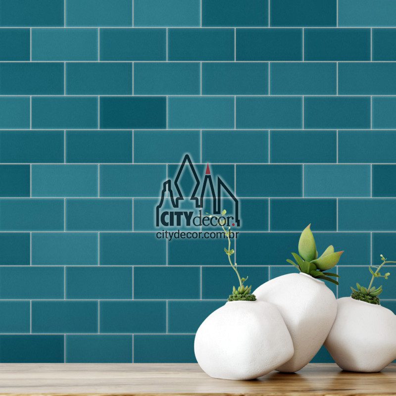 Adesivo papel de parede azulejo de metrô azul Papel de parede azulejo de metrô azul