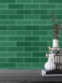 Papel de parede azulejo de metrô verde