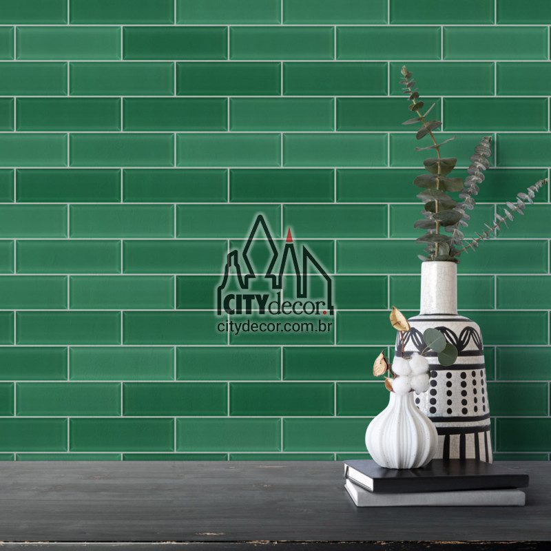 Adesivo papel de parede azulejo de metrô esmeralda Papel de parede azulejo de metrô verde