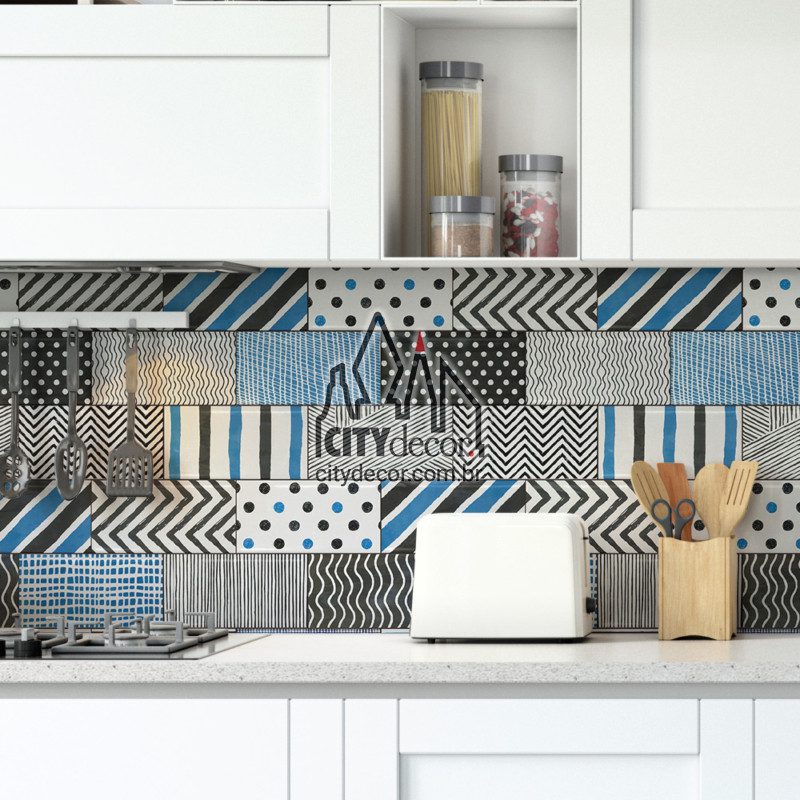 Papel de parede azulejo de metrô azul Papel de parede azulejo de metrô azul