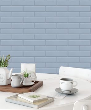 papel de parede azulejo metrô azul