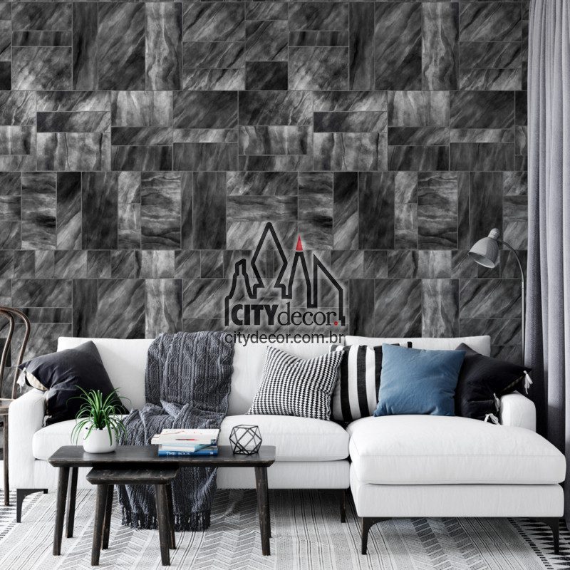 Adesivo papel de parede azulejo mármore cinza Papel de parede azulejo pedras de mármore cinza