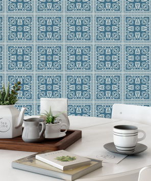 Papel de parede azulejo marrocos estilo mediterrâneo