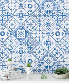 papel de parede azulejo mediterrâneo