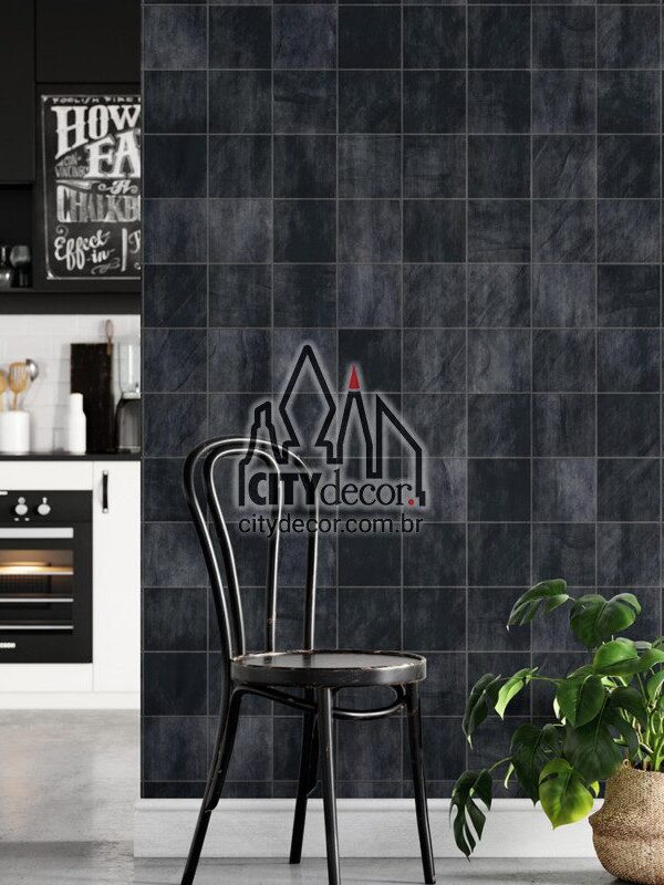 Papel de parede azulejo preto azulado