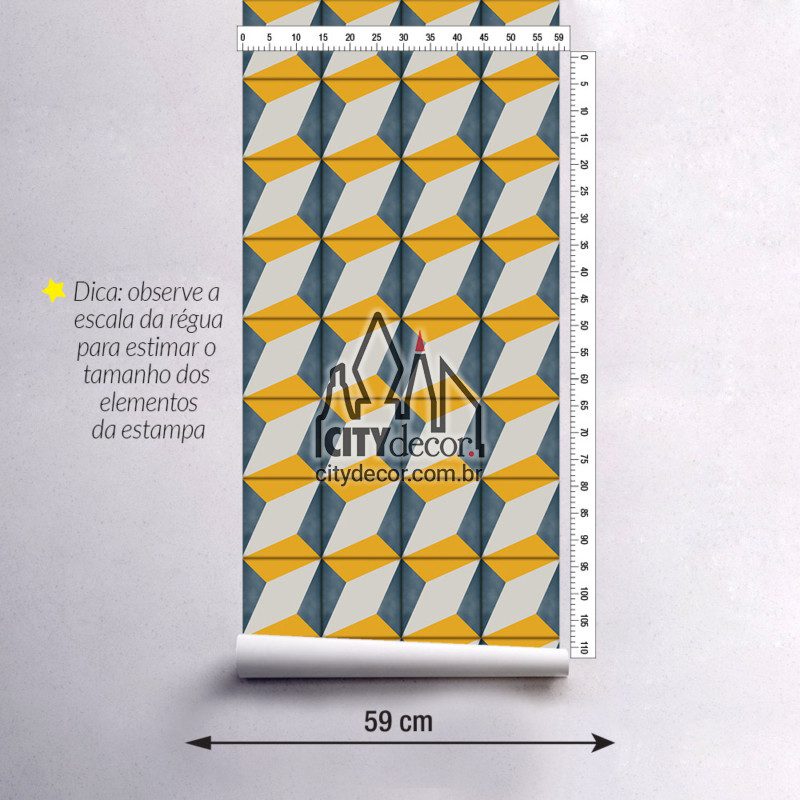Papel de parede azulejo poliedro 15 cm Papel de parede azulejo poliedro 15 cm