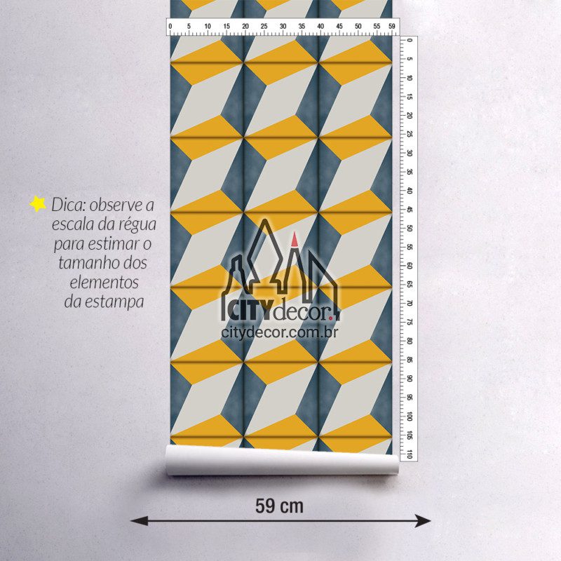 Papel de parede azulejo poliedro 20 cm Papel de parede azulejo poliedro 20 cm