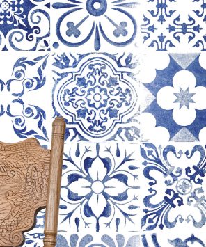 papel de parede azulejo português rustico