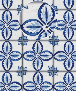 Papel de parede azulejo português floral detalhe