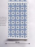 Papel de parede azulejo português floral azul