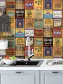 Papel de parede azulejo vintage rótulos de café