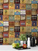 Papel de parede vintage rótulos de café