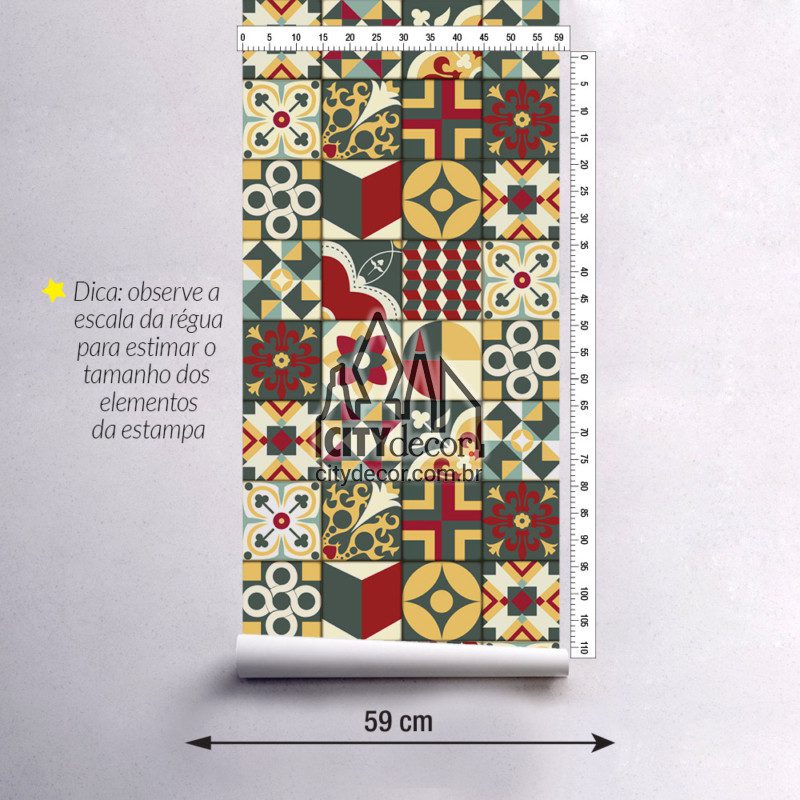 Papel de parede azulejo soriah 15 cm Papel de parede azulejo geométrico soriah