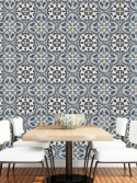 papel de parede azulejo vintage azul
