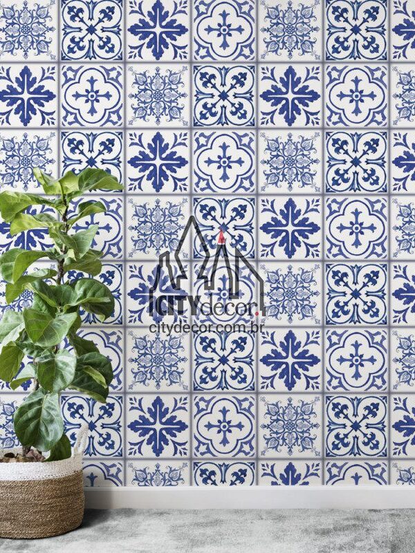 Papel de parede azulejo português viseu