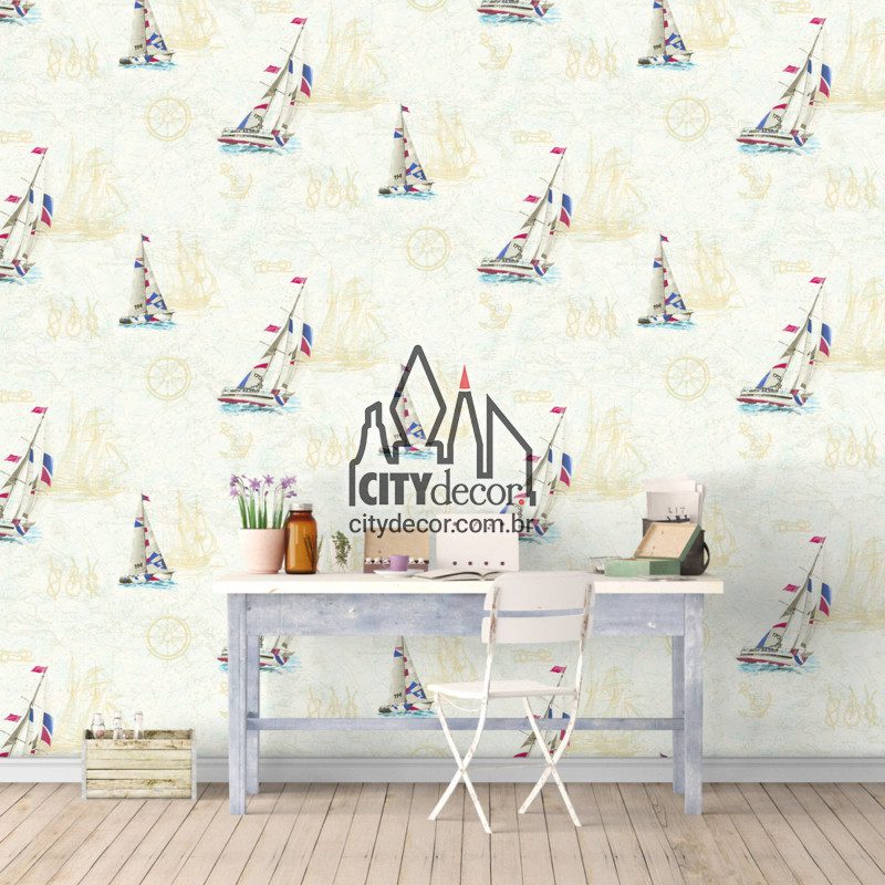 Papel de parede barcos Papel de parede náutico de barcos na sala