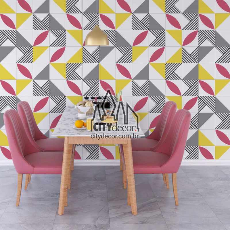 Papel de parede azulejo geométrico rosa Papel de parede azulejo geométrico rosa