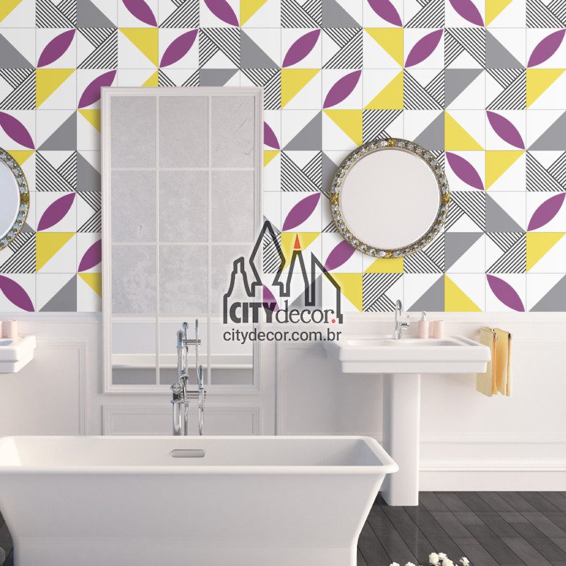 Papel de parede azulejo geométrico banheiro Papel de parede azulejo geométrico banheiro