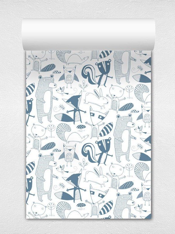 Papel de parede adesivo bichinhos da floresta rolo