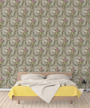 papel de parede buquês de rosas vintage - cinza