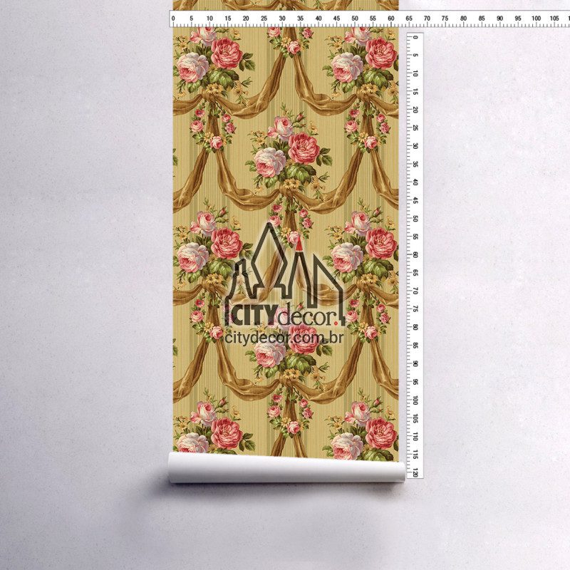 papel-de-parede-buques-de-rosas-vintage-dourado-folha