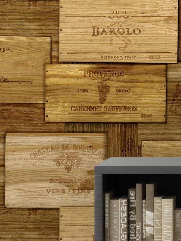 Papel de parede caixas de vinho detalhe