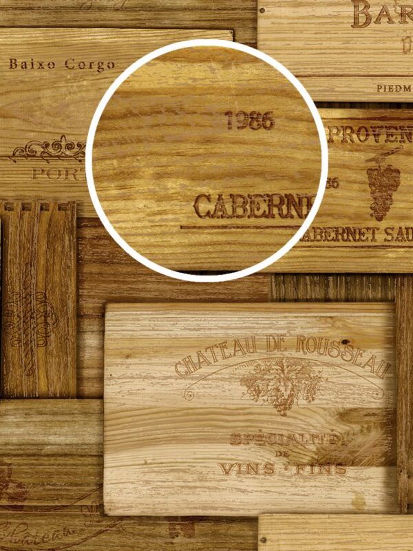 Papel de parede caixotes de vinho detalhe